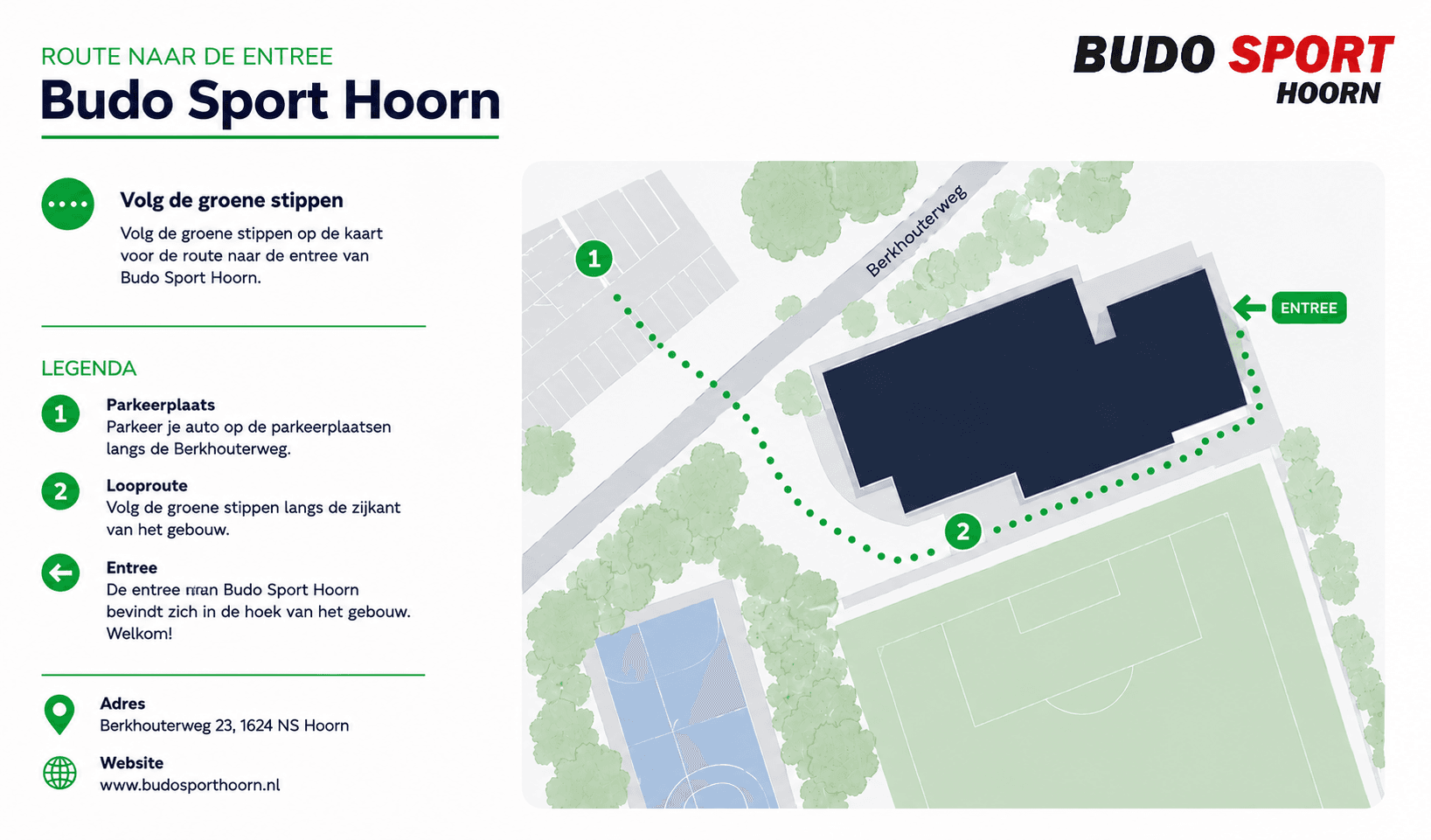 Route naar locatie BudoSport Hoorn